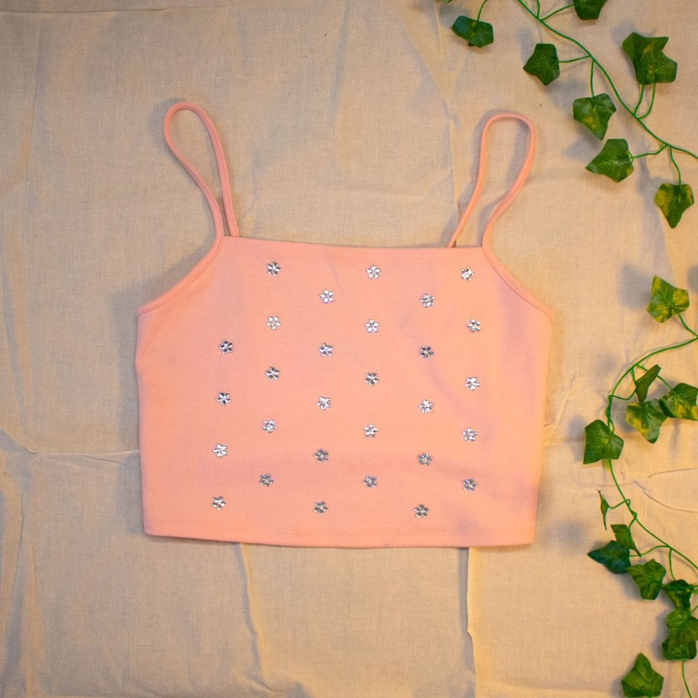 Pink cropped y2k cami from Urban Outfitters